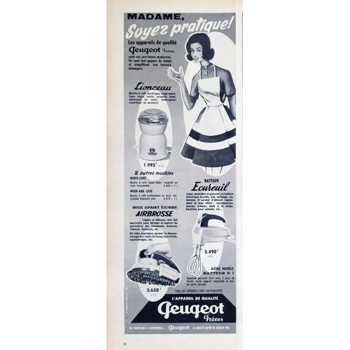 Publicité Papier - Appareils Ménagers Peugeot De 1970