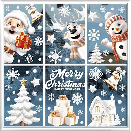 Stickers Noel Fenetre - Reutilisable Autocollant Noel Fenetre - Electrostatique Stickers Noel Vitre PVC - pour Maison,Magasin,Bureau