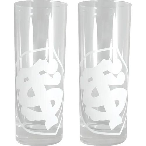 Set 2 Verres Stade Toulousain - Blanc - Verre Plat - 2 Pièces - Compatible Lave-Vaisselle