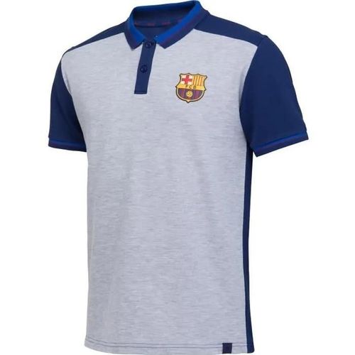 M - Polo - Fc Barcelone - Collection Officielle - Gris - Manches Courtes - Coton