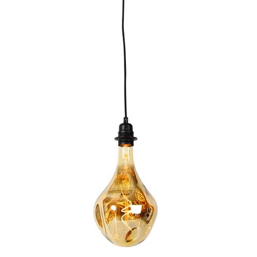 Qazqa Moderne Hanglamp Zwart Dimbaar Incl. Led Amber Dimbaar - Cava Luxe Métal Noir Rond /Oblongue / Luminaire / Lumiere / Éclairage / Intérieur / Salon / Cuisine E27 Max. 1 X 6 Watt