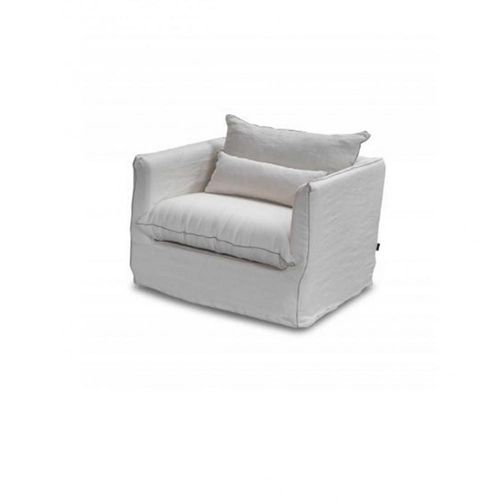 Cartagene - Fauteuil En Lin Blanc - 80 Cm
