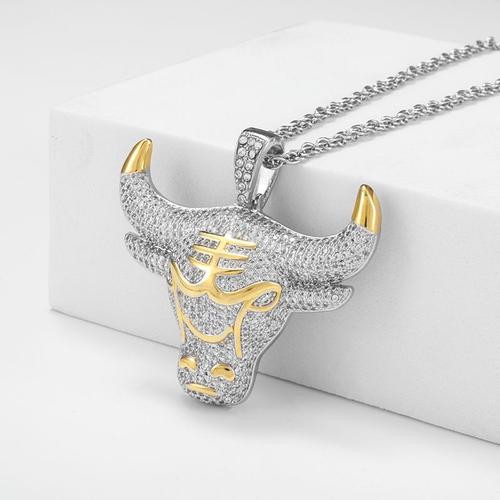 Pendentif Colliers Strass de luxe Gold Blade Hip-Hop Collier Homme Collier  Chaîne Rock Chaîne Gothique Moto Gothique Charme Long Bijoux Accessoires