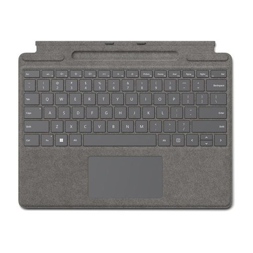 Microsoft Clavier Signature pour Surface Pro - Clavier - avec accéléromètre, pavé tactile, plateau de rangement et de chargement du Surface Slim Pen 2 - QWERTZ - Allemand - platine - pour Surface...