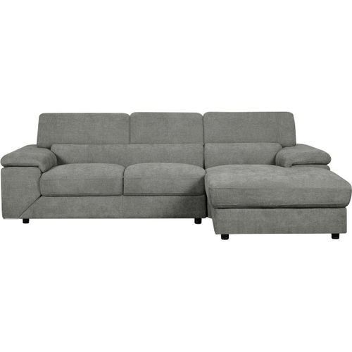 Canapé D'angle En Tissu Chenille "London" - 4 Places - Gris