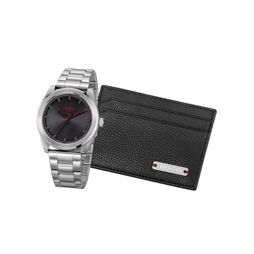 HUGO Coffret cadeau montre et portefeuille lumineux, Noir
