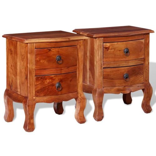 Vidaxl Tables De Chevet Avec Tiroirs 2 Pcs Bois D'acacia Massif