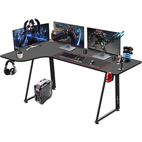 Dripex Bureau Gamer ,100 X 160 X 75 Cm,Bureau De Jeu En Forme De L,Bureau Gaming Bureau D'angle Métal + Mdf,Noir