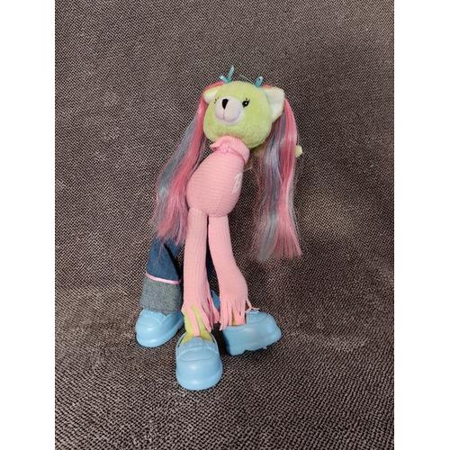 Peluche Chat Vert A Grandes Pattes Vintage - Barbie Mattel - Pose Me Pets - Cheveux Longs Rose Bleu