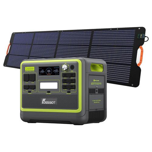 FOSSiBOT F2400 Centrale électrique portable + panneau solaire pliable FOSSiBOT SP200 18 V 200 W, batterie LiFePO4 2048 Wh/640 000 mAh, générateur solaire 2400 W (crête 4600 W)