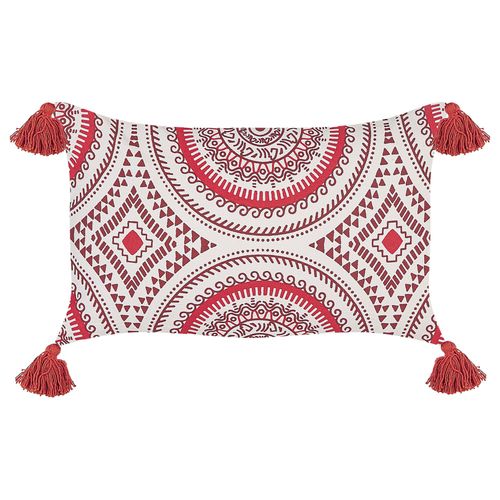 Coussin Anthemis Coton 30 X 50 Cm Oriental Rouge