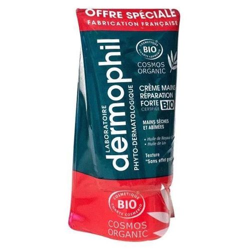 Dermophil Indien Crème Mains Réparation Forte Bio Lot De 2 X 75ml 