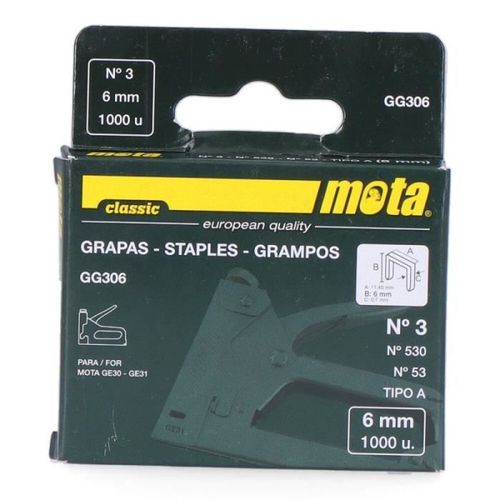 Grapas Número 3 De 6mm 1000 Uni Gg306 Mota