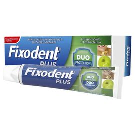 Fixodent Plus Duo Protection Crème Adhésive Goût Menthe Fraîche Pour Prothèses Totales-Partielles 40 G 