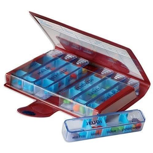 MAGNIEN Medidose Classic Weekly Pills - Assortiment de couleur (Rouge / Bleu / Gris)