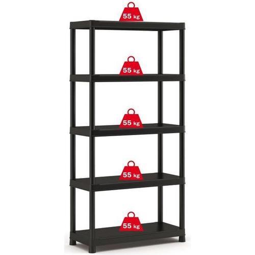 KETER | ETAGERE PLUS 90/40/5, Etagères, Noir, 90 x 40 x 182 cm