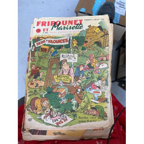 Fripounet Et Marisette - Année 1959 - N° 27 - 5 Juillet 1959 - Le Guide Noir Par Herboné - Les Indégonflables De Chantovent Par Rose Dardennes - Sylvain, Sylvette Et Leurs Aventures - Promenade Aux(...)