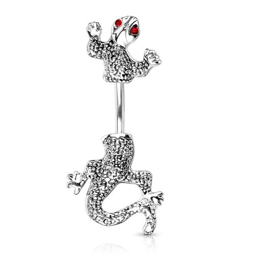 Piercing Nombril Ventre Boule Lezard Bijoux Acier Chirurgical Inoxydable Anti Allergique Banane Barbell Zara Rouge