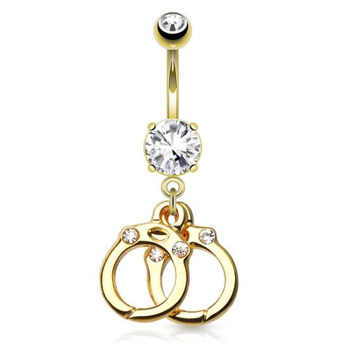 Piercing Nombril Ventre Boule Pendentif Menottes Bijoux Acier Chirurgical Inoxydable Anti Allergique Banane Barbell Lauren Doré Or Lovepiercing