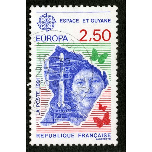 Timbre Oblitéré Espace Et Guyane,Europa,République Française,La Poste 1991,Andreotto,2,50