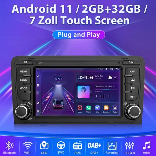 7" Wifi Radio Dab Navi Audi A3 S3 Rs3 2003-2012 Android 2+32g Bt 4kern Gps Swc Rds