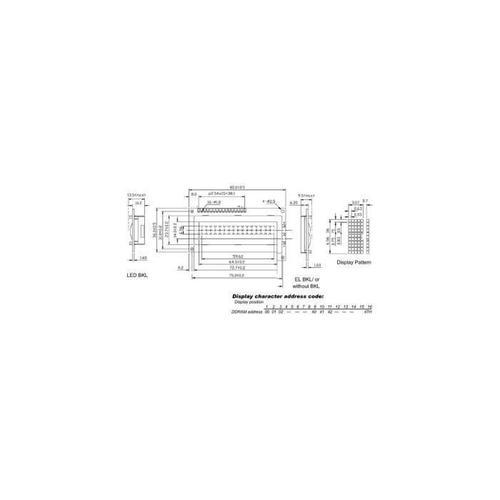 Lcd 16 x 1 "bottom view" type reflectif