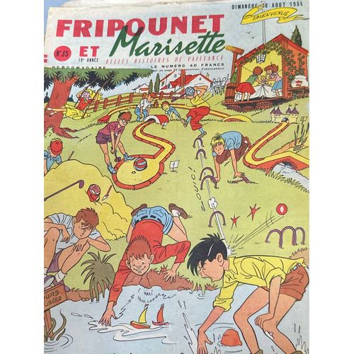 Fripounet Et Marisette - Année 1959 - N° 35 - 30 Août 1959 - Le Guide Noir Par Herboné - Les Indégonflables De Chantovent Par Rose Dardennes - Sylvain, Sylvette Et Leurs Aventures - Ti-Tritt Par(...)