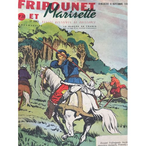 Fripounet Et Marisette - Année 1959 - N° 36 - 6 Septembre 1959 - Le Guide Noir Par Herboné - Les Indégonflables De Chantovent Par Rose Dardennes - Sylvain, Sylvette Et Leurs Aventures - Championne De(...)