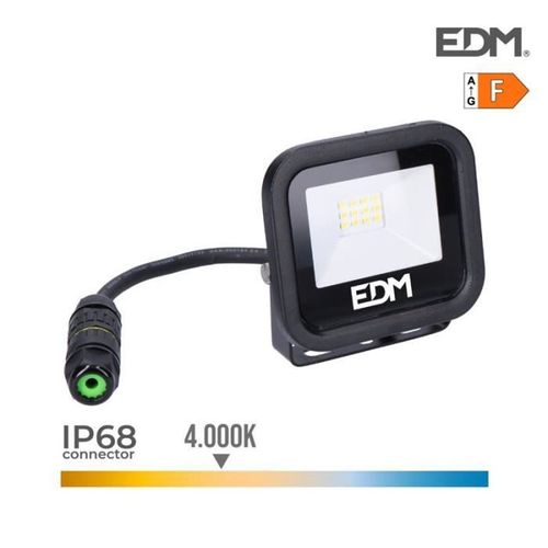 Projecteur Led 10w 800lm 4000k Lumière Du Jour Noir Série 9.2x8.1x2.7cm