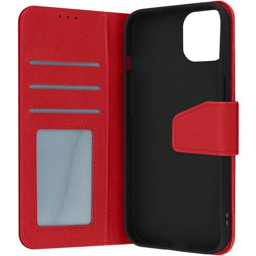 Etui Avizar Iphone 14 Plus Cuir Premium Rouge