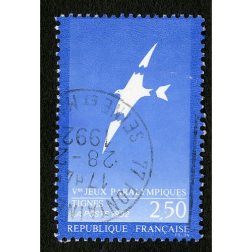 Timbre Obliteré Ves Jeux Paralympiques,Tignes,La Poste 1992,Folon,République Française,2,50