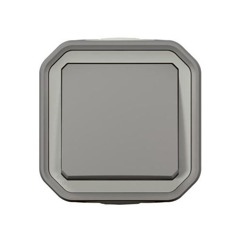 Poussoir NO Plexo complet saillie gris