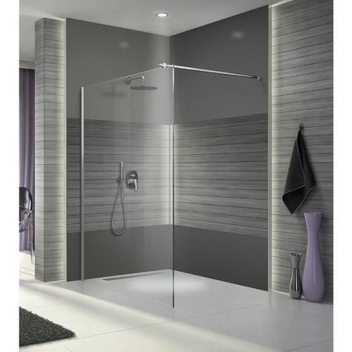 Paroi de douche fixe verre transparent - 110 cm - Open 2 - Leda