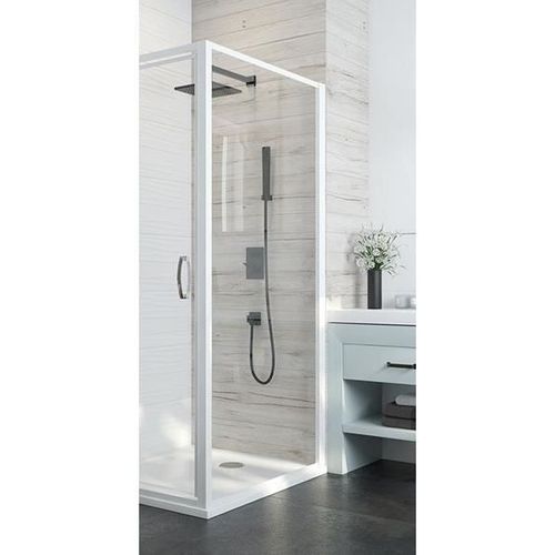 Leda - Paroi fixe douche fermée 900x1900 mm verre transparente profilé blanc - ATOUT 3