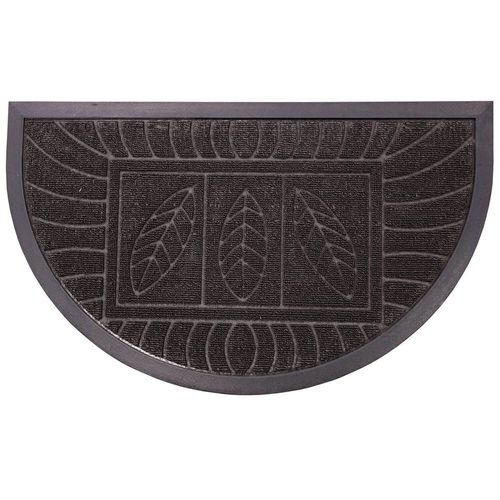 Tapis D'entrée Antidérapant - 45 X 75 Cm - Demi-Lune - Plumes - Gris Noir