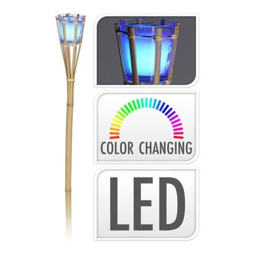 Torche De Jardin En Bambou Avec Lumière Led