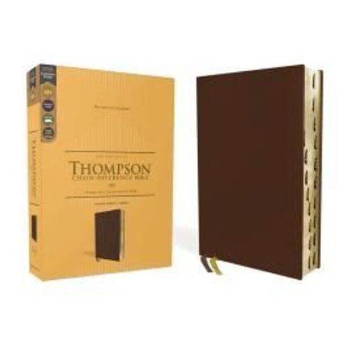 Kjv, Thompson Chain-Reference Bible, Genuine Leather, Calfskin, Brown, Red Letter, Thumb Indexed, Comfort Print