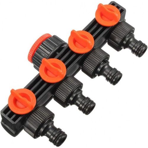 Distributeur 4 voies pour robinet de jardin ? Raccordement 3/4'' et 1'' avec adaptateur de débit réglable