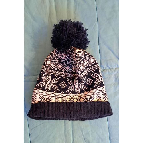 Bonnet Chaud Homme Bleu Et Blanc Pompon Ski Hiver - Fait En Russie