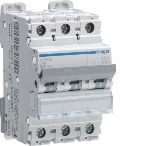 HAGER - Disjoncteur 3P 6-10kA C-20A 3M - NFN320
