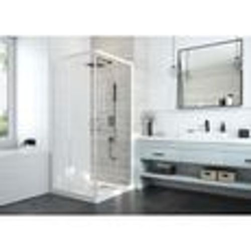 Leda - Paroi coulissant angle 700x700 mm verre transparent profilé blanc - ATOUT 3