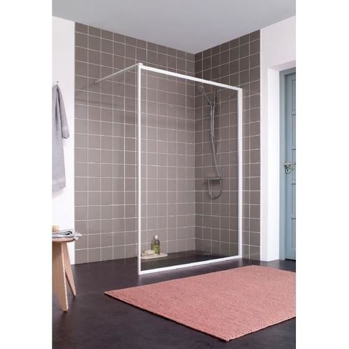 Leda - Paroi Atout 3 Douche Ouverte + Barre De Stab 90 Vt Blanc