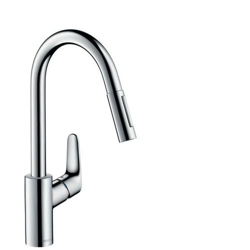 Mitigeur évier FOCUS avec douchette extractible + sBOX - Focus 240 SBOX - Mitigeur cuisine Ht.411mm - Saillie 220mm - - 73880000 -