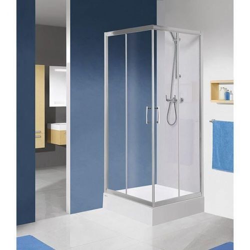 Paroi de douche d'angle - portes coulissantes - verre transparent - Tyxo 80x80 LEDA