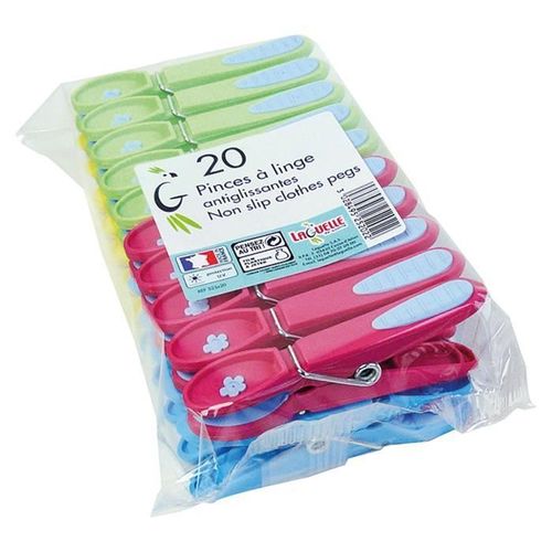 LAGUELLE - 20 pinces à linge antiglissantes extra fortes