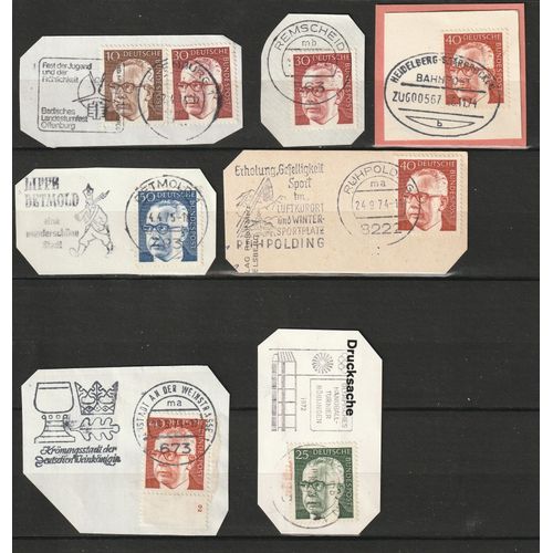 Lot De Timbres Allemagne Gustave Heinemann Sur Fragments Avec Belles Oblitérations Et Flammes.