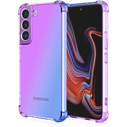 Coque Pour Samsung Galaxy S23+(Plus),Gradient Color Silicone En Gel Antichoc Housse Protection Étui,Tpu Bumper Protection Case Cover Avec Anti-Scratch-Bleu Violet