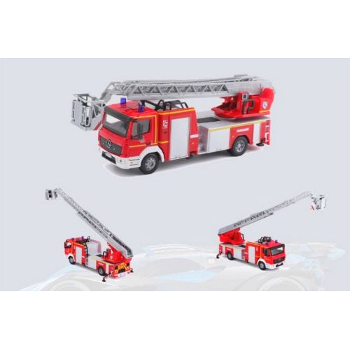 Véhicules Miniatures Die Cast 1/55 Mercedes-Benz Atego Magirus Dlk 23/12 - Red - Présentoir De 18 Pièces