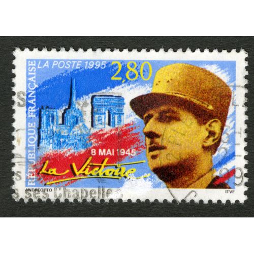 Timbre Oblitéré La Victoire,8 Mai 1945,République Française,La Poste 1995,Andreotto,2,80