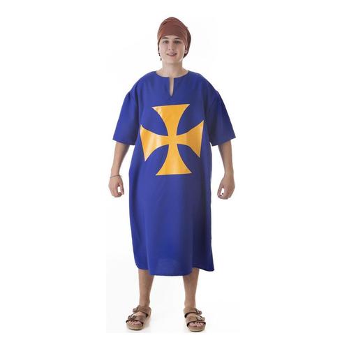 Costume Ou Tunique Médiévale Bleue Avec Croix Pour Homme